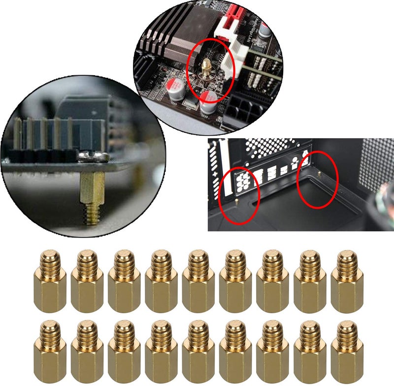 HanTof 6-32 Brass Motherboard Standoffs,ATX Case Standoffs, ATX Standoff for ATX Computer Case - 20 Pack - Image 1